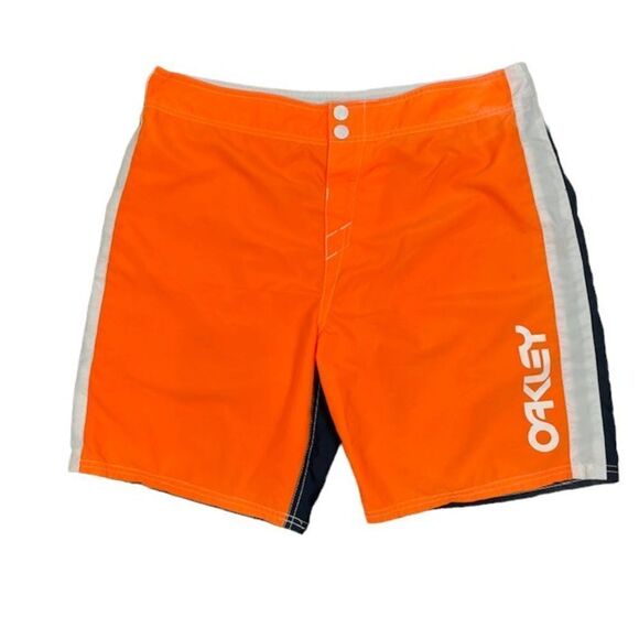 Oakley Men's Board Shorts Orange Navy White Size 36 - Picture 1 of 9
